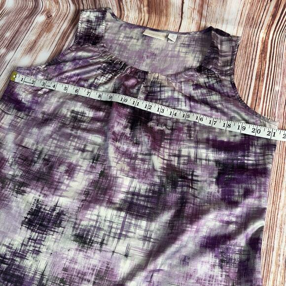 Chico's Sz 2 US 12 Large Purple Gray Scoop Neck Sleeveless Tank Top Shirt Blouse - Picture 6 of 9